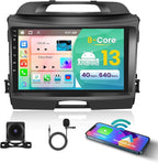 [8-Core 4+64G] Android 15 Car Stereo for Kia Sportage 2010-2016, 9" Touch Screen Sportage Car Radio with Wireless CarPlay Android Auto GPS Mirror Link 5Ghz WiFi Bluetooth FM/RDS EQ Backup Cam+MIC