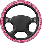 Pink Leopard Print Steering Wheel Cover for Women, Universal 15 Inch Fit, Thickened Neoprene Non-Slip Car Wheel Protector, Stylish Car Interior Accessories for Auto SUV Truck, Breathable & Durable