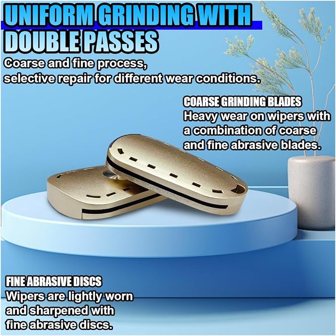 Car Windshield Wiper Repair Tool - Portable Double Sided Wiper Strip Restorer Car Windshield Wiper Regroover Tool - Windscreen Wiper Blade Cutter Cleaning Tools for Most Cars (Gold-2PCS)