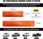 4 PCS Car Door Sill Protectors, Anti Scratch Carbon Fiber Auto Threshold Cover Strips, Decorative Door Entry Edge Scuff Sticker Universal for Most Vehicles, Car Accessories (Orange 3D)