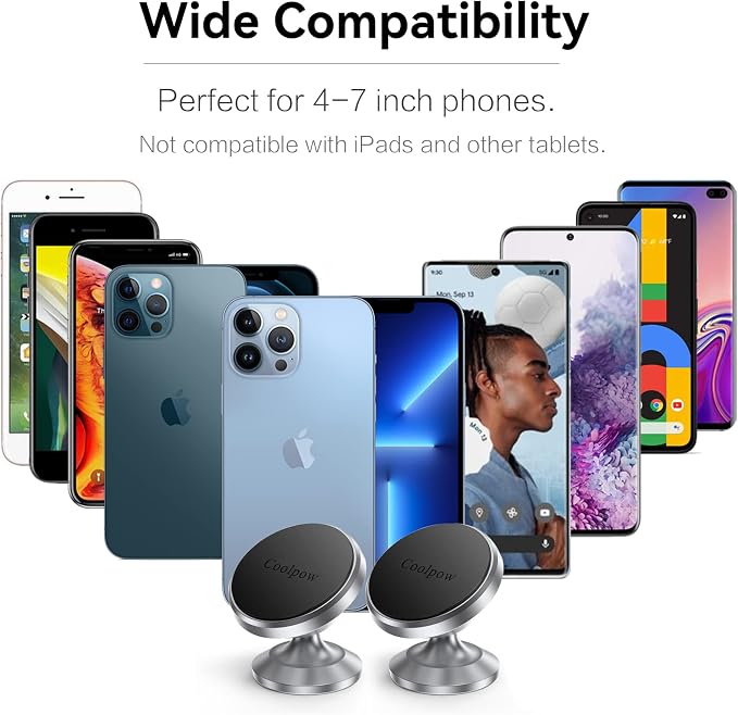 【2 Packs Magnetic Phone Holder for Car【Strong Magnet】 Phone Holders for Your Car Phone Holder Mount【4 Metal Plate】 Universal Car Accessories for Women Men for iPhone Samsung Speakerphones
