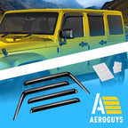 Extra Durable Window Deflectors Tape-On Window Visors Rain Guards Fit for Jeep Wrangler JK 2007-2018, Sun Visors, Wind Vent for Shades, Exterior Car Accessories - 4pcs. AG0083