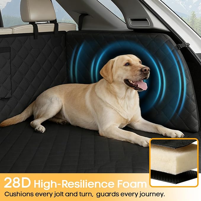 SUV Cargo Liner for Dogs, Waterproof Trunk Cover with Cushioned Sides to Protect Pet, Full Coverage Non-Slip Seat Cover for SUVs with Bumper Flap Protector