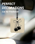 Retro Coquette Leopard Orange Car Air Freshener 4 Pcs, Trendy Preppy Black Cherry Bow Square Hanging Air Freshener for Closet Drawer Books, Girly Y2k Car Accessories Mirror Decor for Women