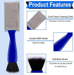 Double Head Brush for Car Clean, 2 in 1 Car Detailing Brush, Car Accessories Double Ended Portable Dust Brush with 2 Cleaning Cloth, Universal Dust Removal Brush for Air Conditioner Outlets