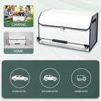 Car Trunk Organizer, Leather Collapsible Trunk Organizer for suv with Lid and Push-pull Handle Car Trunk Storage Organizer for Cars, SUV, Minivan, Truck, Sedan (White)