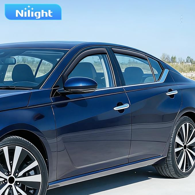 Side Window Visors for Nissan Altima 2019–2026, Light Smoky Blue Rain Guards Vent Visors Window Deflector, Reduce Wind Noise for Comfortable Driving, 4PCS
