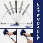 2-Pack Windshield Cleaner Tool, Extendable Handle Auto Detailing Kit with 8 Washable Microfiber Pads & Spray Bottle, Professional Home & Car Window Glass Duster, 180° Swivel Head
