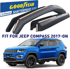 Goodyear Shatterproof in-Channel Window Deflectors for Jeep Compass 2017-2026, Rain Guards, Window Visors for Cars, Vent Deflector, Car Accessories, 4 pcs - GY003470