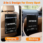 100 Count Recycled Disposable Car Trash Bags - 2.5 Gallon Heavy Duty Alternative to Bulky Car Trash Can & Car Garbage Can, Leakproof Smellproof Hanging & Stick-On Garbage Bag for Car, SUV, Truck