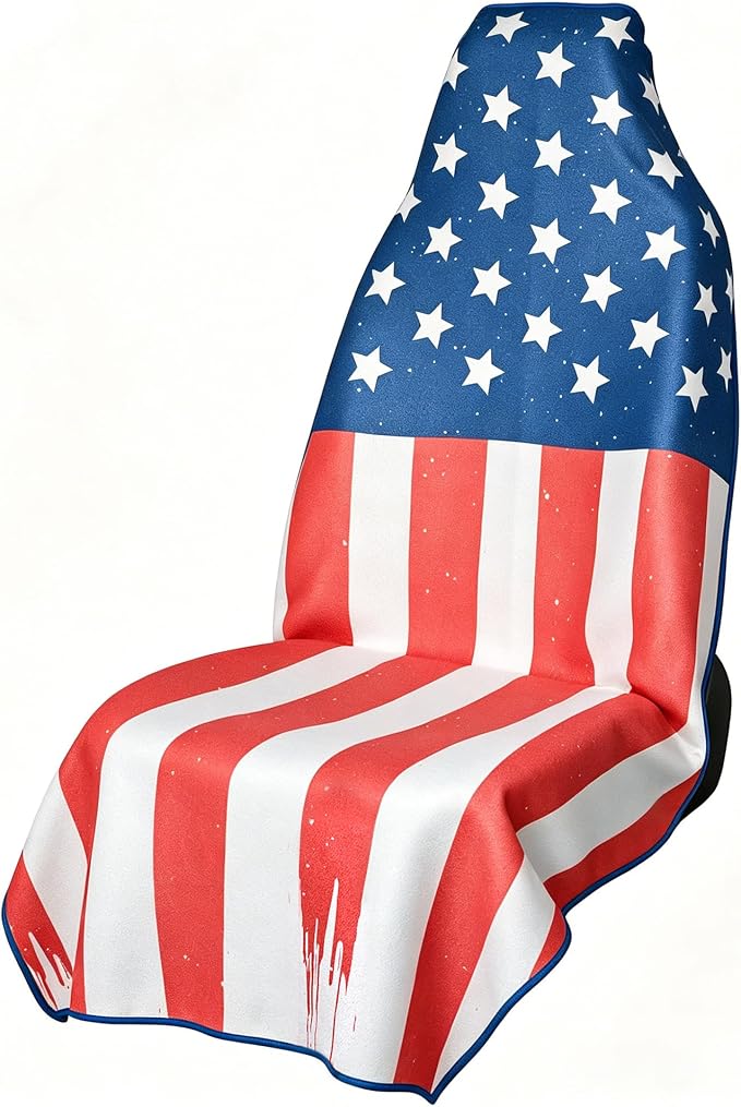 Car Seat Cover Towel for Front Seats Non-Slip with Headrest Pocket & Strap | Universal Fit for Cars Truck SUV|Car Seat Hoodie & Phocho Perfect After Gym Workout, Beach,Yoga and Running|Anti-dog Scratch