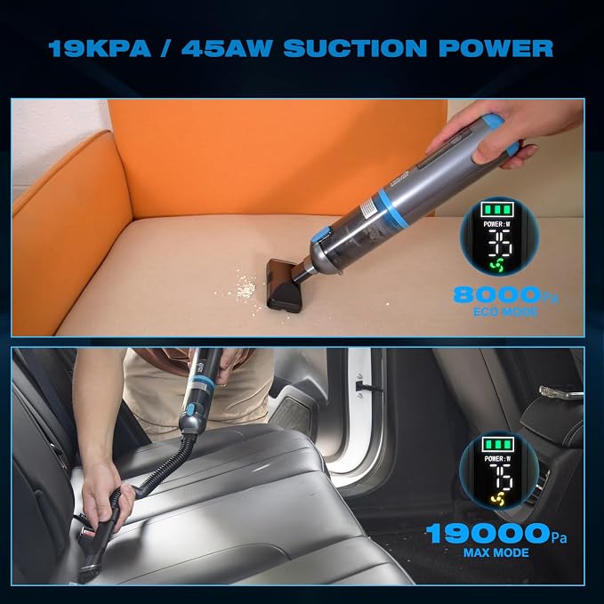 Airflex One Cordless Car Vacuum 16000Pa, 4-in-1 Handheld Vacuum with Air Duster & Inflator, Portable Mini Vac for Car Detailing, Pet Hair, Keyboard Cleaning (Gray)