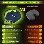 Large Truck Seat Cushion for Truck Driver Seat Cushion - Upgraded Back Support, CertiPUR-US® Certified - Thick Memory Foam, Pain Relief for Hours of Driving, Trucker Approved Big Rig - Navy