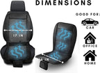 Cooling Car Seat Cover- Premium Quality Black Comfortable 12V Cooling Car Seat Cushion- Breathable Adjustable Temperature Cooling Cushion for Car, Van, Home (1 Pack)