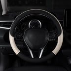 Auto Car Leather Steering Wheel Cover Anti Slip Wrap 15" (Beige)
