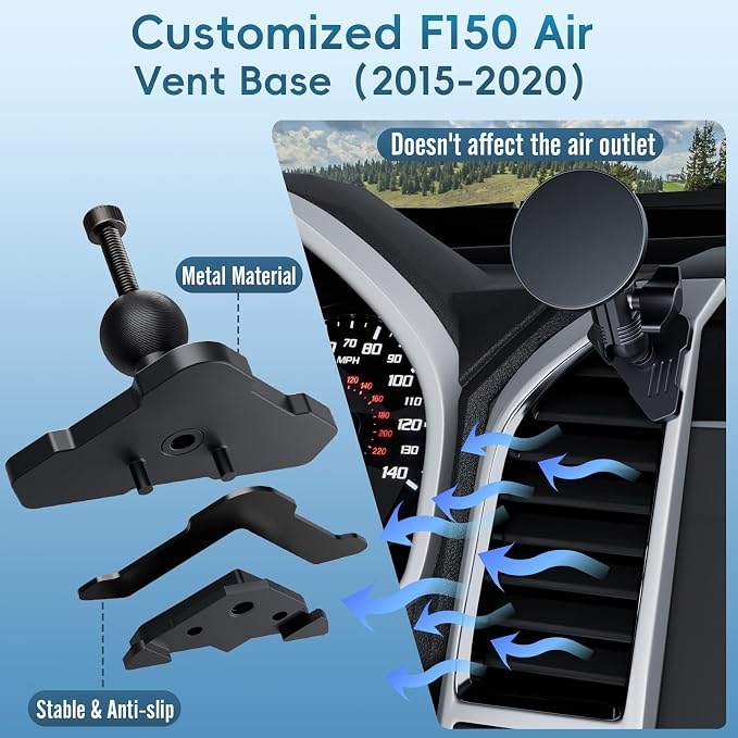 Magnetic Vent Phone Mount Compatible with 2015-2020 Ford F-150, 2017-2021 Super Duty & 2018-2021 Expedition, Car Full Metal Phone Holder Cradles Bracket Stand for All Smartphone