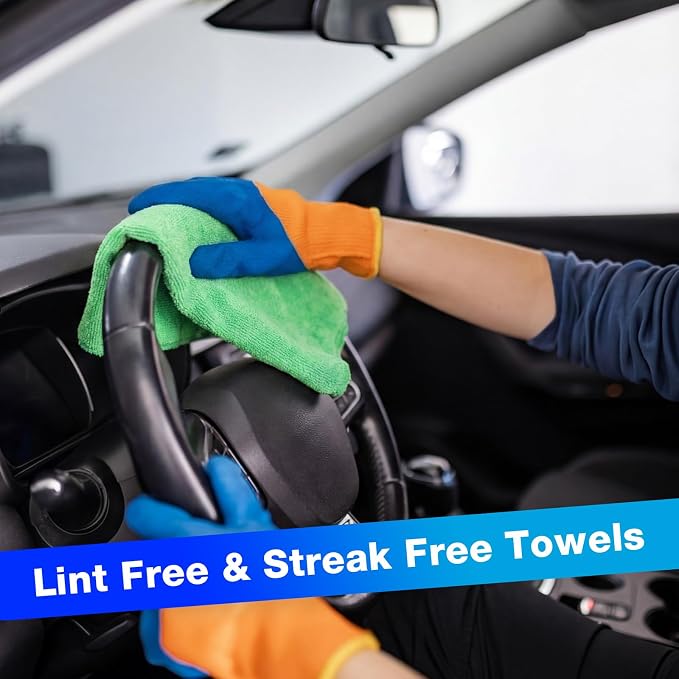 Cleaning Cloths for Cars 16 x 16 Inch Ultra Absorbent Towels Drying Microfiber Reusable Cleaning Supplies House Kitchen Window Microfiber Towel (Purple,Blue,Green,60 Pcs)
