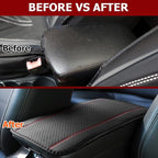 Car Armrest Storage Box Mat, Fiber Leather Car Center Console Cover, Car Armrest Seat Box Cover Accessories Interior Protection for Most Vehicle, SUV, Truck, Car (Black/Red)