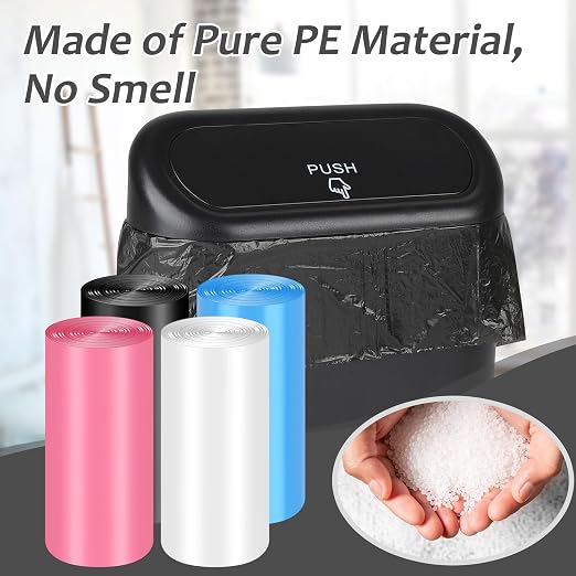 Mini Car Trash Can Bags for Auto Trash Bin, 120 Count Small Garbage Bags Organizer Tear-Resistant, Liner Refills (Vehicle Trash Can is not Included) - 4 Color Black, White, Pink, Blue