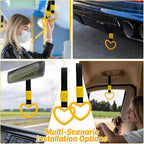 2 Pcs Heart Shaped Car Handle Strap – Drift Charm Rear Bumper Warning Ring Decor for Car Interior Exterior, Subway Bus Handle Accessory, Cute Heart Car Decor Gift for Women & Men (Yellow)