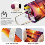 Cute Car Trash Can, Hanging Canvas Car Back Seat Organizer and Storage Bag, Funny Car Trash Bag for Travelling, Outdoor Beautiful Sunset Beach