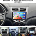[2G+64G] Android 15 Car Stereo for Hyundai Verna Accent Solaris 2010-2016 Wireless Apple Carplay Android Auto, 9 inch Touch Screen Radio DSP 5G WiFi Bluetooth GPS FM RDS +Free AHD Backup Cam