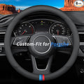 Deer Route Custom-Fit for Porsche Steering Wheel Cover, Premium Leather Car Steering Wheel Cover with Logo, Non-Slip, Breathable, for Porsche Accessories (D-Style,for Porsche)