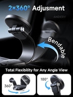 Car Phone Holder for MagSafe [360° Adjustable Memory Alloy Arm | 2400gf Strong Magnetic Power] Bendable Car Mount, Phone Holders for Your Car with Dashboard Pad for iPhone 17-12 All Smartphones