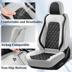 Coverado Car Seat Covers Front Seats, Luxury Stain-Resistant Waterproof Faux Leather Full Set with Rear Protectors, Elegant Easy-Clean Automotive Interior – WhiteBlack