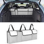 Car Trunk Organizer, Waterproof Collapsible Cargo Bag with 4 Pockets,Backseat Hanging Large Storage with Adjustable Straps, Sturdy Space Saver Frees Trunk Floor for SUV, Truck (white lime)