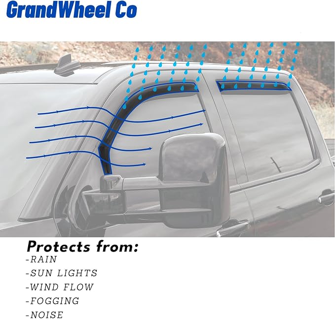GrandWheel Window Deflectors Smoke Tinted in-Channel Side Window Vent Visor Deflectors Rain Guards Compatible with Chevrolet (Chevy) Trailblazer 2021-2026 - 4pcs. GW0869