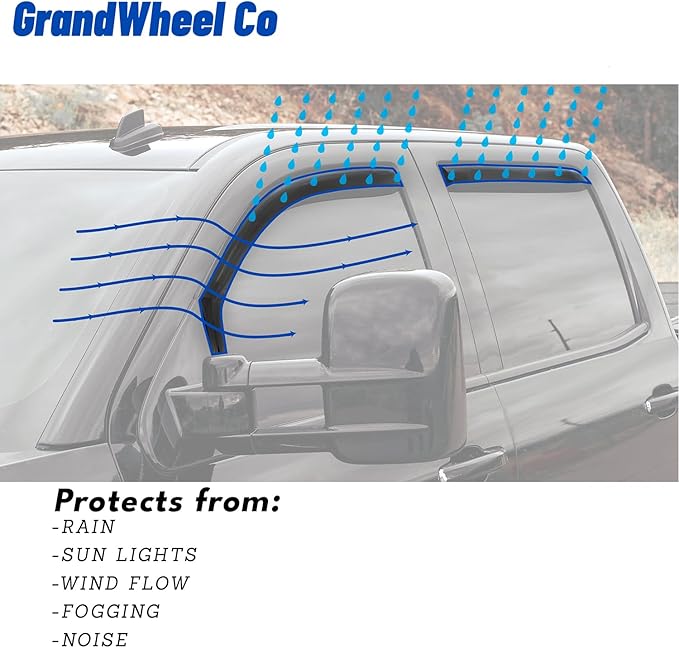 Window Deflectors Smoke Tinted In-Channel Side Window Vent Visor Deflectors Rain Guards Compatible with Routan 2009-2014 - 4pcs. GW0621