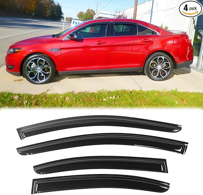94194 Sunproof Waterproof Side Window Wind Deflector, 4pcs Protective Replacements Rain Guards Set, Window Visor fit for 2010-2018 Ford Taurus