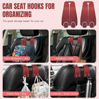 2PCS Car Hooks for Headrest, Faux Leather Purse Hook for Car Seat Back Organizers and Storage, Double Metal Purse Holder Bag Hanger, Universal Car Interior Accessories for Women Man