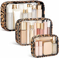 Clear Makeup Bags with Zipper, TSA Approved Travel Toiletry Bag, 3-Pack (Large, Medium & Small) Clear Cosmetic Bag, Waterproof Make Up Bag for Women, Car Bag Organizer & Car Organization Essentials