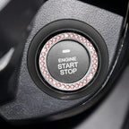 Bling Car Engine Start Ring Decals, 2PCS Crystal Rhinestone Vehicle Push Start Button Cover Sticker, Key Ignition Knob Ring, Sparkling Automotive Interior Accessories (Honey Peach)