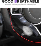 Steering Wheel Cover,Car Accessories,Microfiber Leather Car Steering Wheel Covers,Universal 15 Inch Anti-Slip Breathable Auto Interior Decor Protector,Suitable for Most Cars (Black&Red)