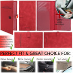 Registration and Insurance Card Holder - Car Organizer - Red | Vehicle Glove Box Document Organizer, Auto Essential Paperwork Holder for Contact Information Cards, Interior Car Accessories