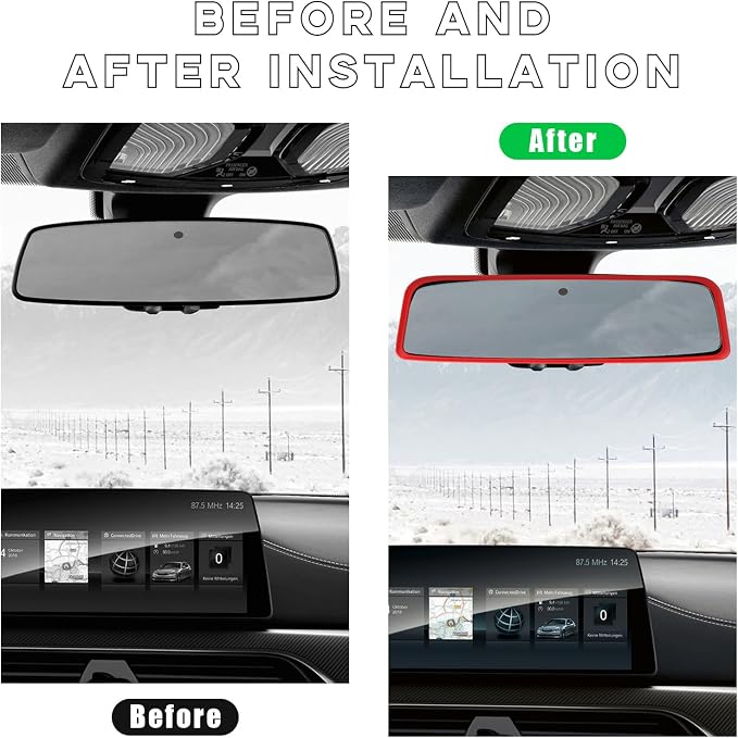 Car Rear View Mirror Protector Frame, Silicone Auto Rearview Edge Protection Cover Compatible with Model 3 Model Y, Interior Rear View Trim Frame Decoration, Car Accessories (Red)