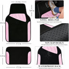 Jelly Waterproof Universal Fit Car Floor Mats, Girly Car Carpet Mats with Anti-Slip Nibbs Backing & Driver Heel Pad Fit for SUV, Vans, sedans, Cute car mats of 4pcs for Women (Pink)