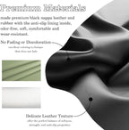 Black Avocado Green Car Steering Wheel Cover, Nappa Leather, Bottom Color Blocking, Universal 14.5-15 Inch Leather Anti-Slip Breathable Auto Steering Wheel Covers for Men Women