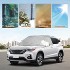 Windshield Window Snow Cover with 2 Hooks and 2 Mirror Covers Ice and Snow Front Window Sunshade Cover Fit for SUVs, Trucks, Cars (White-SUVs)