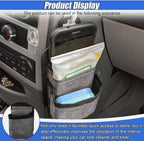 Car Air Vent Storage Bag, Multifunctional 3-Pockets Front Seat Organizer with Charging Port, 600D Oxford Fabric Hanging Pouch Bag, Car Vent Accessories for Key, Pen, Phone, Sunglass (Grey)