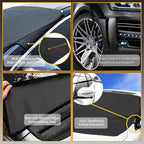 Car Windshield Cover Large Enhanced 600D Oxford Fabric Windshield Frost Cover for Ice and Snow Frost Waterproof Wiper Front Window Protects UV Sunshade Cover for Most Cars SUV Vans (75" x 46")