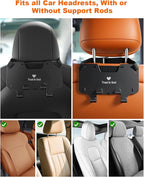 Adjustable Car Seat Headrest Hooks, Universal Fit for All Headrest Styles, Purse Hook with Phone Holder, Car Purse Hooks for Bags, Multifunctional Car Organizers and Storage