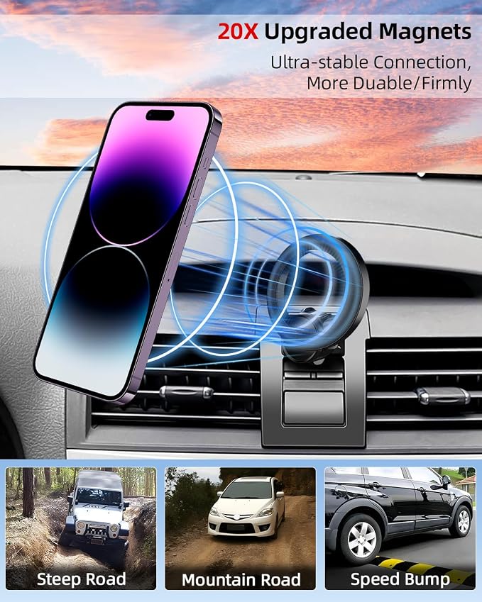PZK Car Phone Mount for Toyota Camry 2007-2011 Accessories Custom Air Vent | Magnetic Car Phone Holder Compatible with Magsafe Hands Free 360° Rotation Phone Cradles Strong Magnet for iPhone Samsung