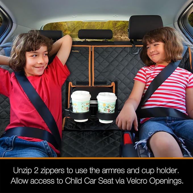 Car Seat Cover Waterproof Back Seat Cover for Kids and Dogs Without Smell Heavy Duty and Nonslip Rear Seat Protector Non Stick Fur Bench Seat Cover for SUV Van Easy to Install Machine Washable