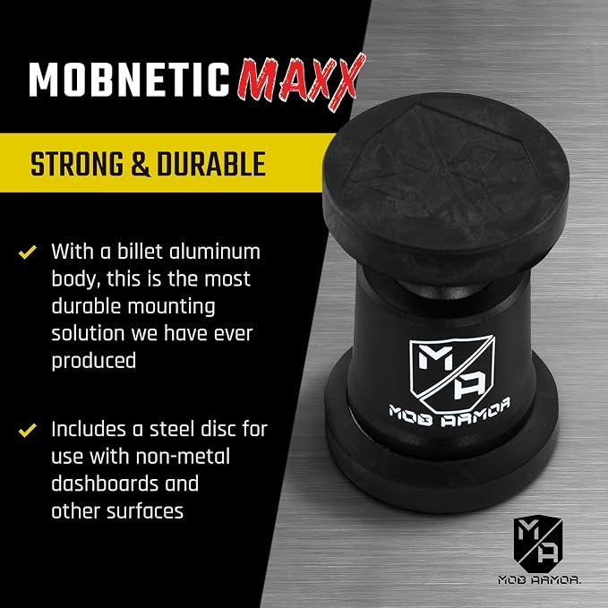 MobNetic Maxx - USA Assembled Magnetic Phone Holder for Car, Magnetic Car Phone Mount, 90-Degree Tilt, 360-Degree Rotation, Aluminum Metal, Compatible with iPhone & Android - Blue