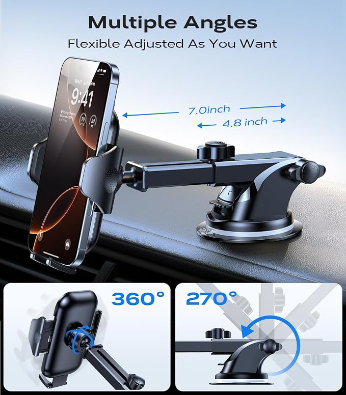 [True Strongest Suction] [Rally Racing-Grade Stability] Phone Holders for Your Car 2025 Upgraded Car Phone Holder Mount Truck Stand Cradle for iPhone Samsung All Phones, Dark Blue
