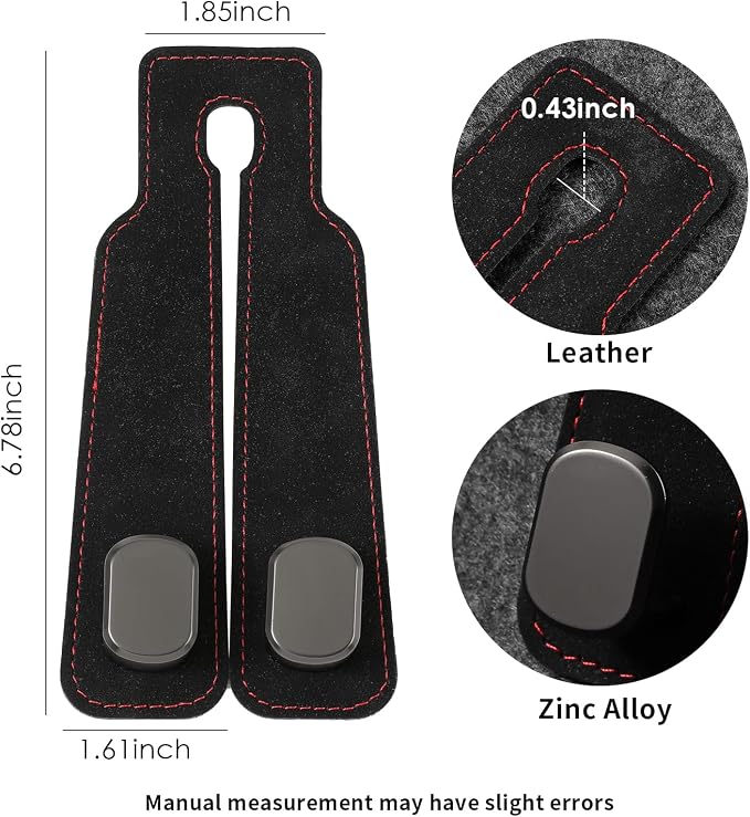 KINIVA Car Seat Headrest Storage Hooks, Set of 2, Suede PU Leather, Double Hooks (Black)